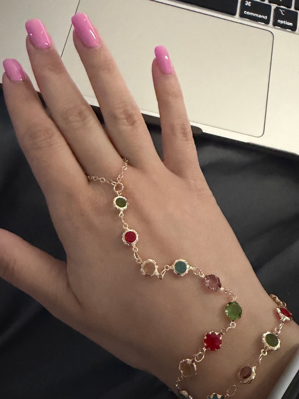 Multi-Color Gemstone Hand chain - Picture 2 of 3